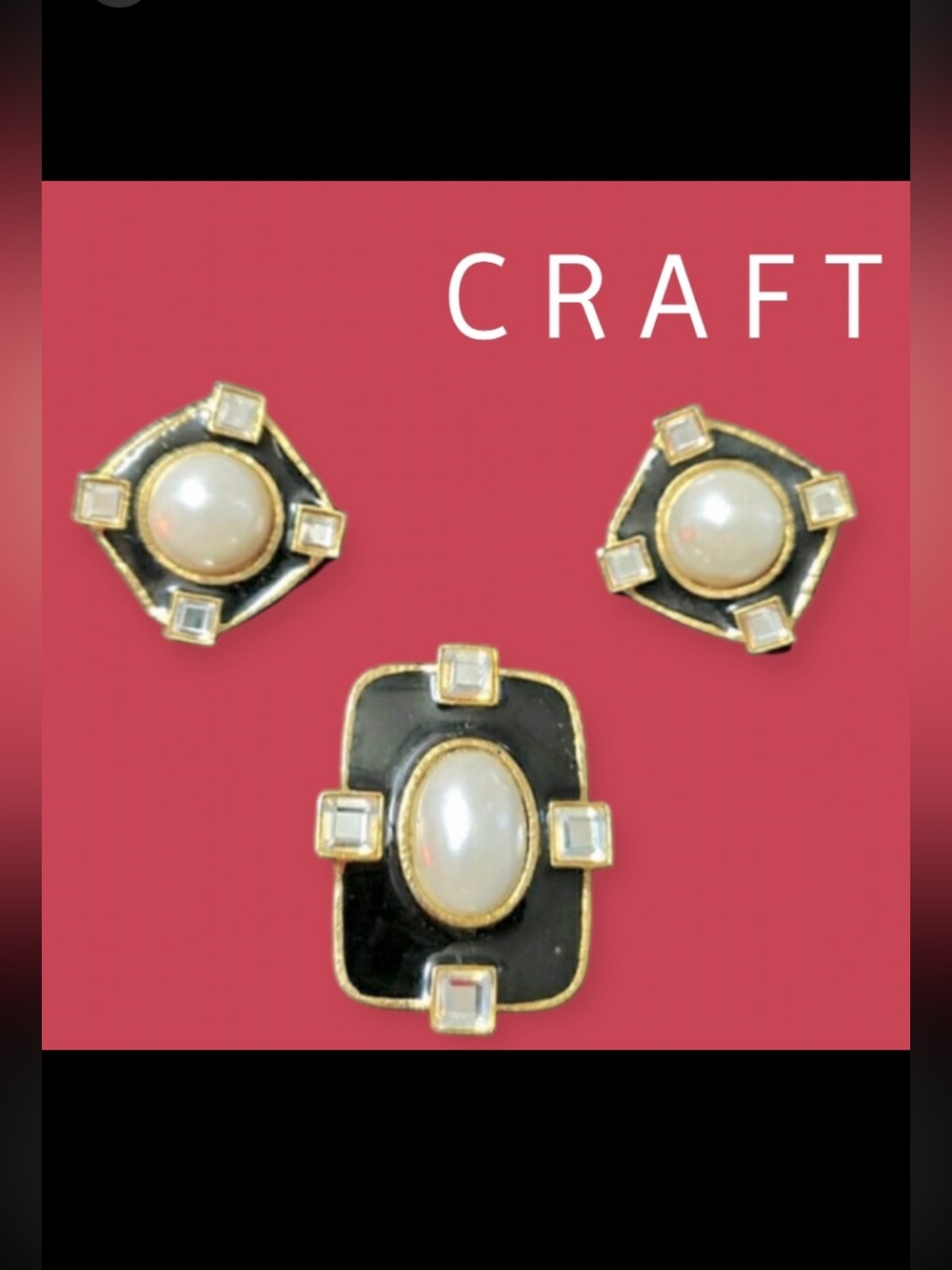 Vintage 80’s earring brooch set Craft